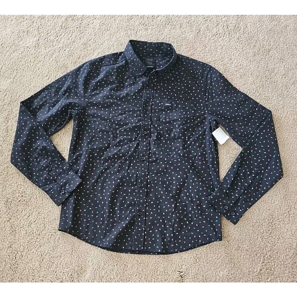 RVCA Mens Slim Fit Long Sleeve Button Down Shirt Black SMALL - Picture 2 of 7